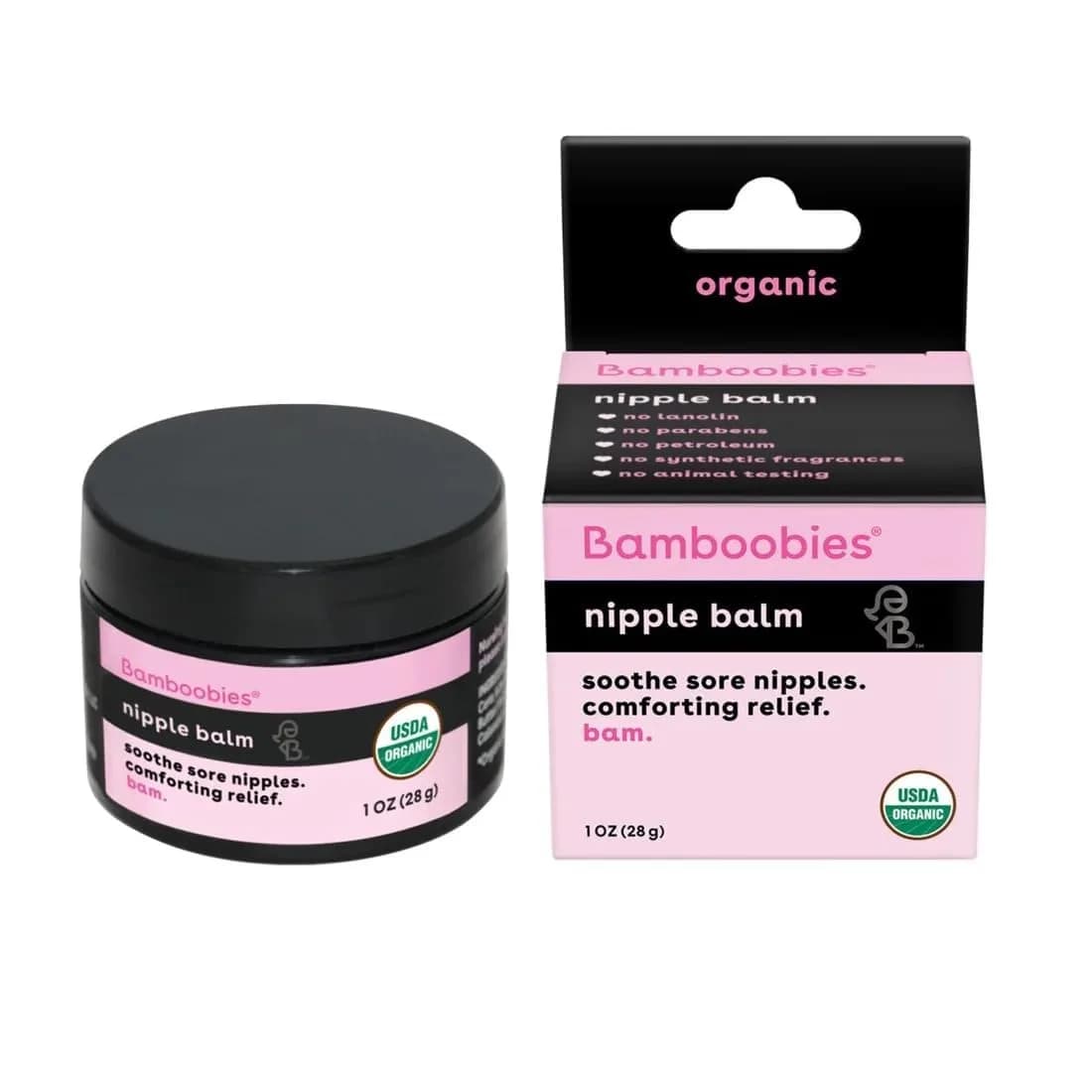 Bamboobies Organic Nipple Cream for Breastfeeding, 1 oz (28g) | USDA Certified Organic Soothing Balm