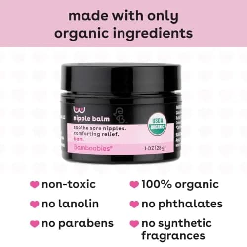 Bamboobies Organic Nipple Cream for Breastfeeding, 1 oz (28g) | USDA Certified Organic Soothing Balm thumbnail 3