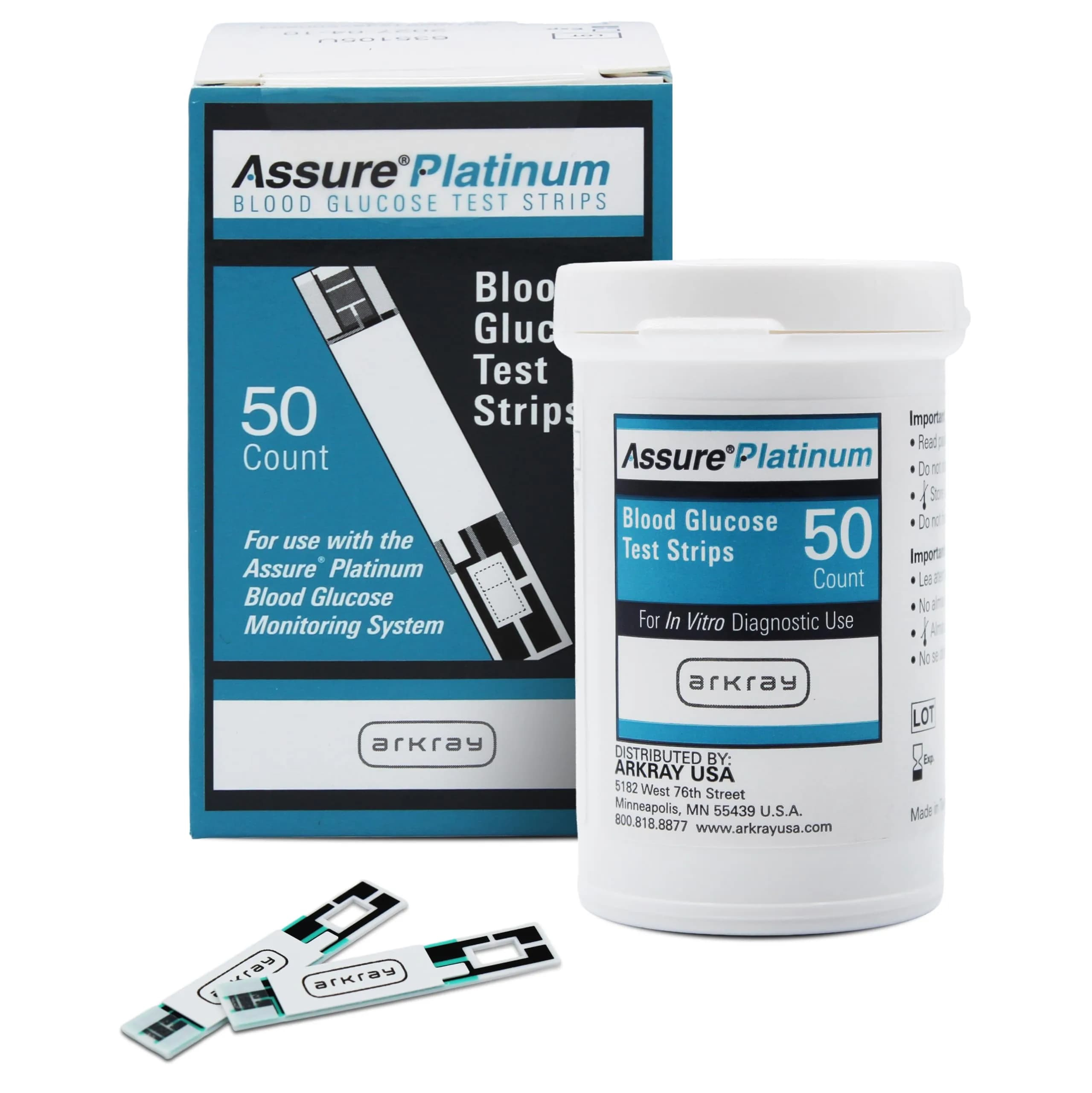 Arkray Assure Platinum Blood Glucose Test Strips 50 Count | No Coding, Fast 7-Second Results, Compatible with Assure Platinum Meter - main product image