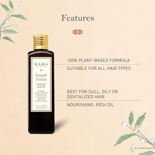Kama Ayurveda Bringadi Intensive Hair Treatment 100ml | Ayurvedic Hair Growth Oil for All Hair Types thumbnail 3