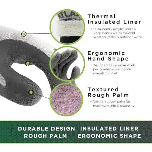 SHOWA Atlas 451 Winter Work Gloves Small | Insulated Heavy-Duty Hand Protection for Cold Weather thumbnail 2