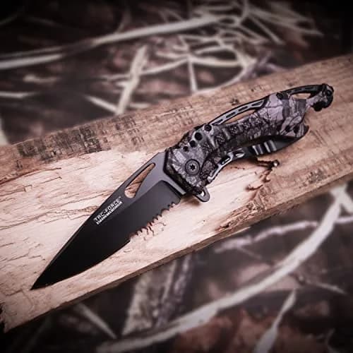 Tac-Force Folding Pocket Knife, 3.25-inch Serrated Blade, Camo Aluminum Handle, 7.75-inch Overall Length TF-705FC | Tactical Utility for Outdoors & Emergency thumbnail 5