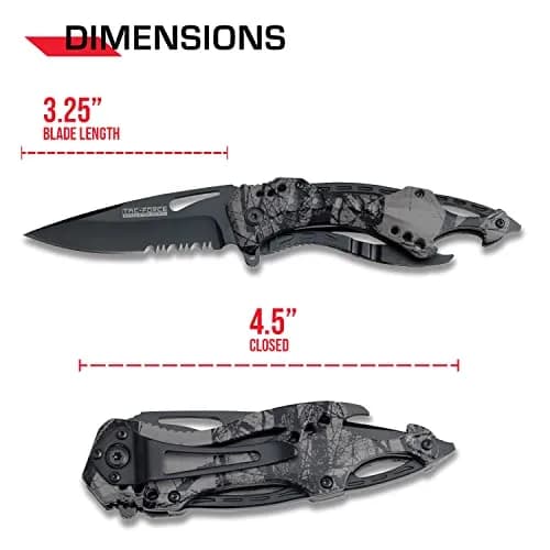 Tac-Force Folding Pocket Knife, 3.25-inch Serrated Blade, Camo Aluminum Handle, 7.75-inch Overall Length TF-705FC | Tactical Utility for Outdoors & Emergency thumbnail 2