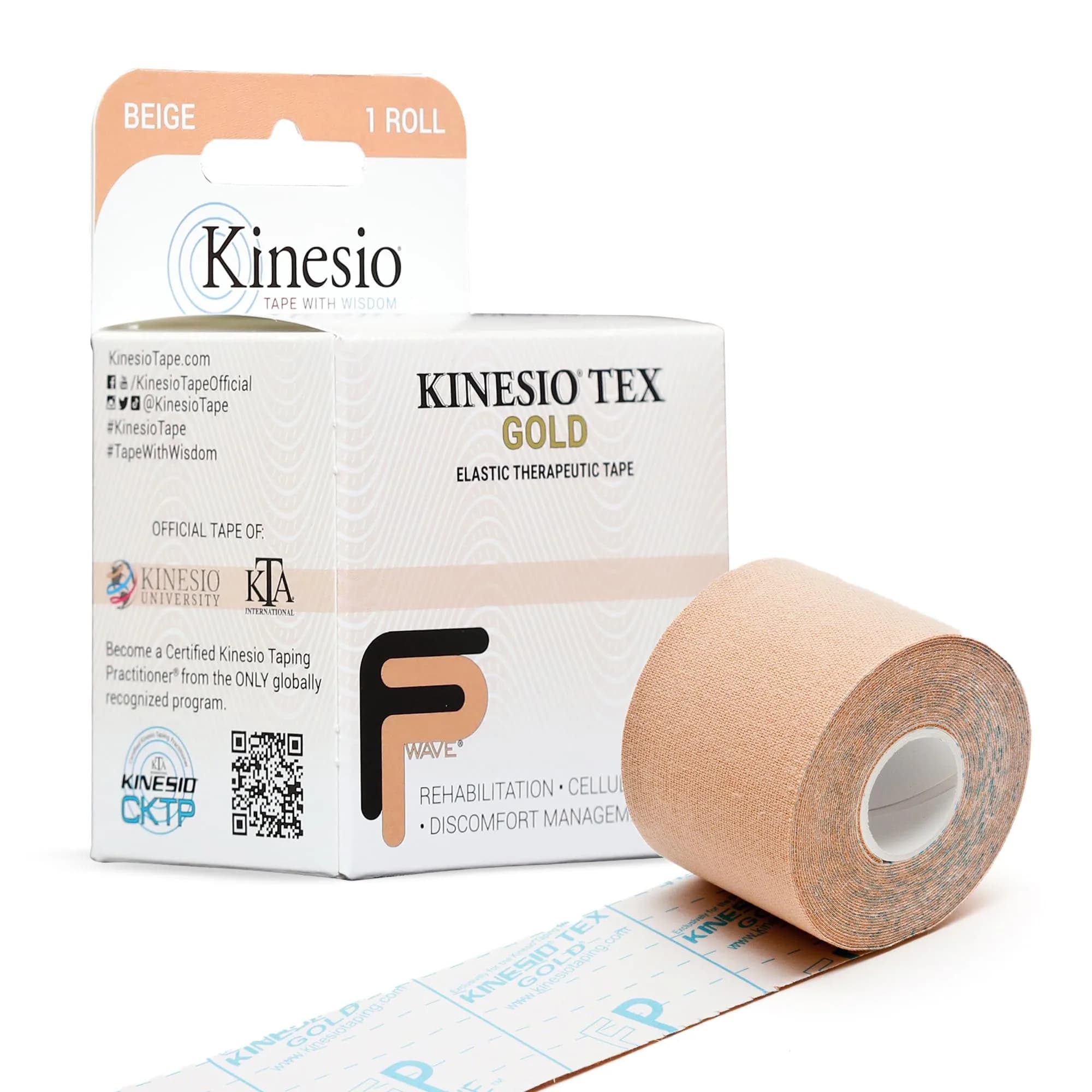 Kinesio Taping - Elastic Therapeutic Athletic Tape Tex Gold FP - Beige – 2 in. x 16.4 ft | Water-Resistant, Hypoallergenic, Latex-Free - main product image