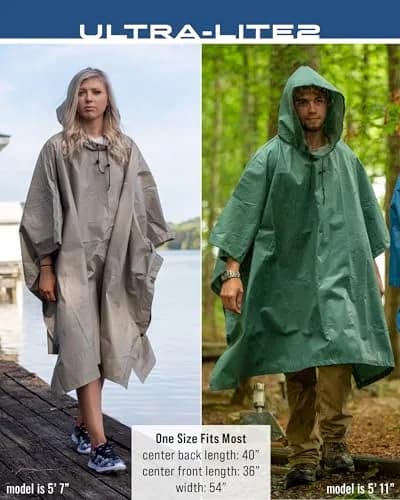 FROGG TOGGS Ultra-Lite2 Reusable Waterproof Breathable Poncho | Packable Hooded Rain Gear thumbnail 6