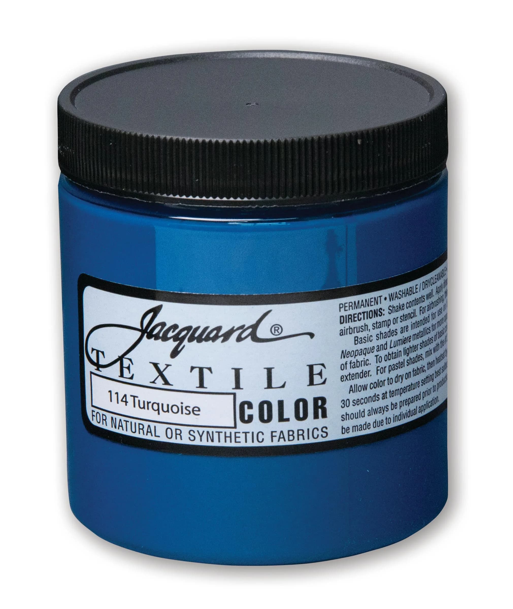 Jacquard Textile Paint Black 236ml (8 Fl Oz) | Permanent Fabric Color for All Fibers — Turquoise
