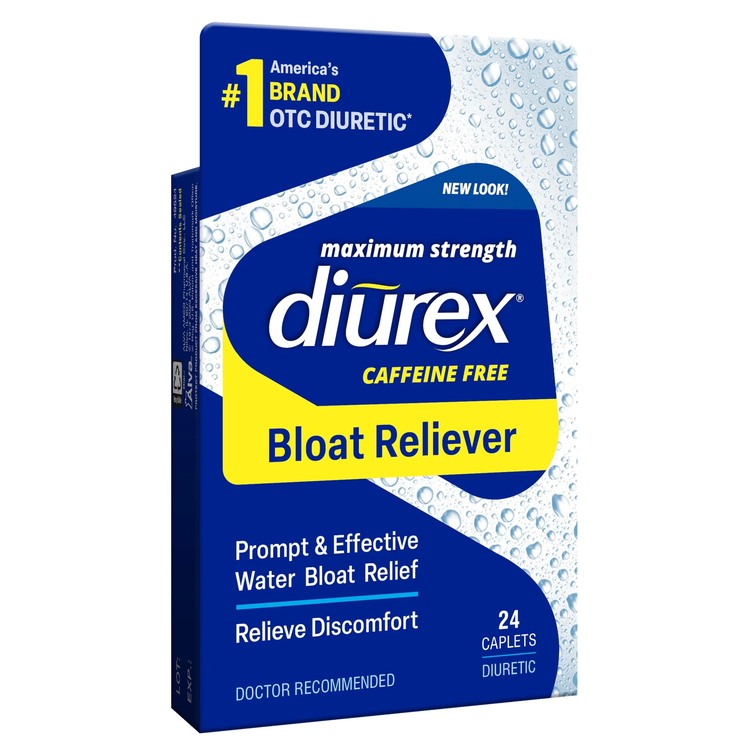 Diurex Caffeine-Free Bloat Relief Caplets 24 Count | Maximum Strength Diuretic for Water Bloat Discomfort