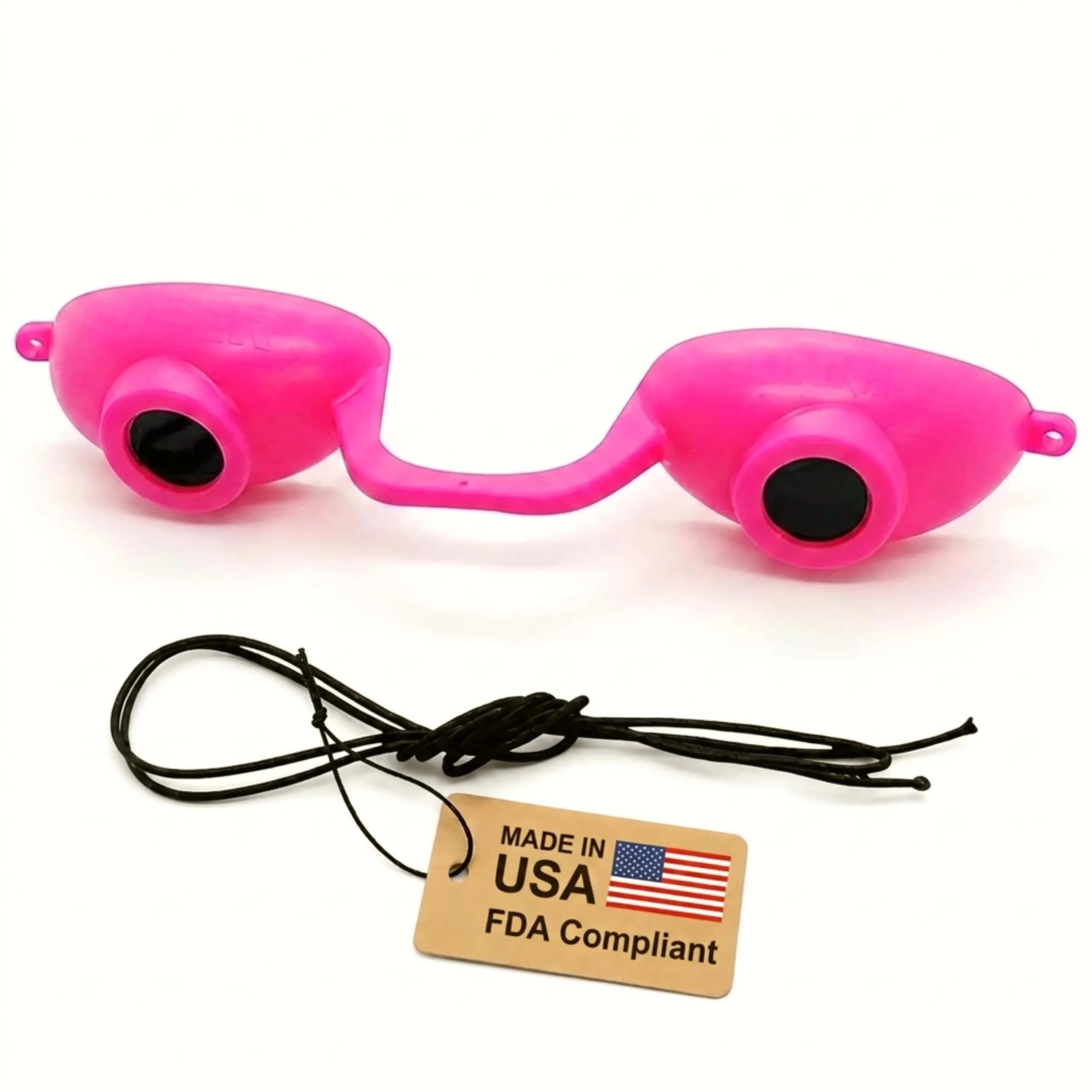 Super Sunnies Flexible UV Eye Tanning Goggles w/Strap - Black | Blocks 99%+ UVA/UVB Rays — Pink