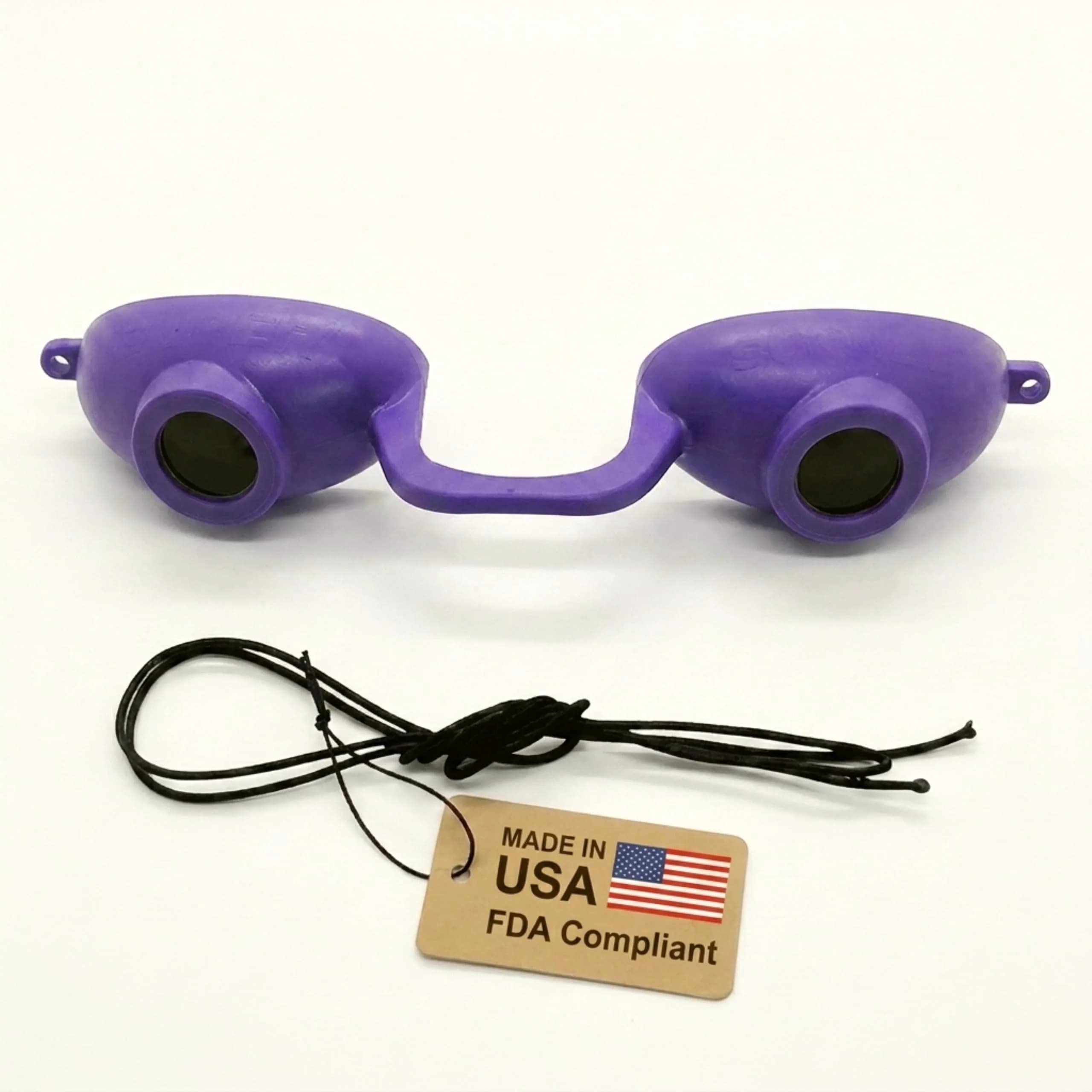 Super Sunnies Flexible UV Eye Tanning Goggles w/Strap - Black | Blocks 99%+ UVA/UVB Rays — Purple