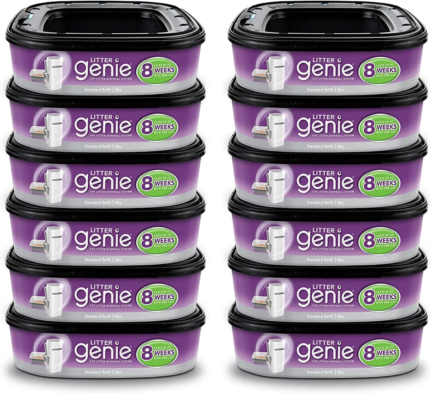 Litter Genie Ultimate Cat Litter Disposal System Refills Purple 12 Cartridges | Lock Away Odors