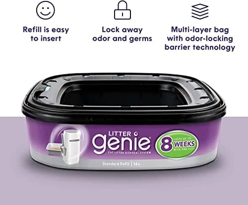 Litter Genie Ultimate Cat Litter Disposal System Refills Purple 12 Cartridges | Lock Away Odors thumbnail 2