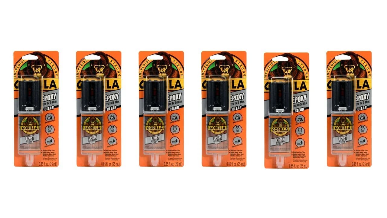 Gorilla 2 Part Epoxy 5 Minute Set 5.1 fl oz (153 ml) Syringe | Metal Repair Adhesive — 6 - Pack