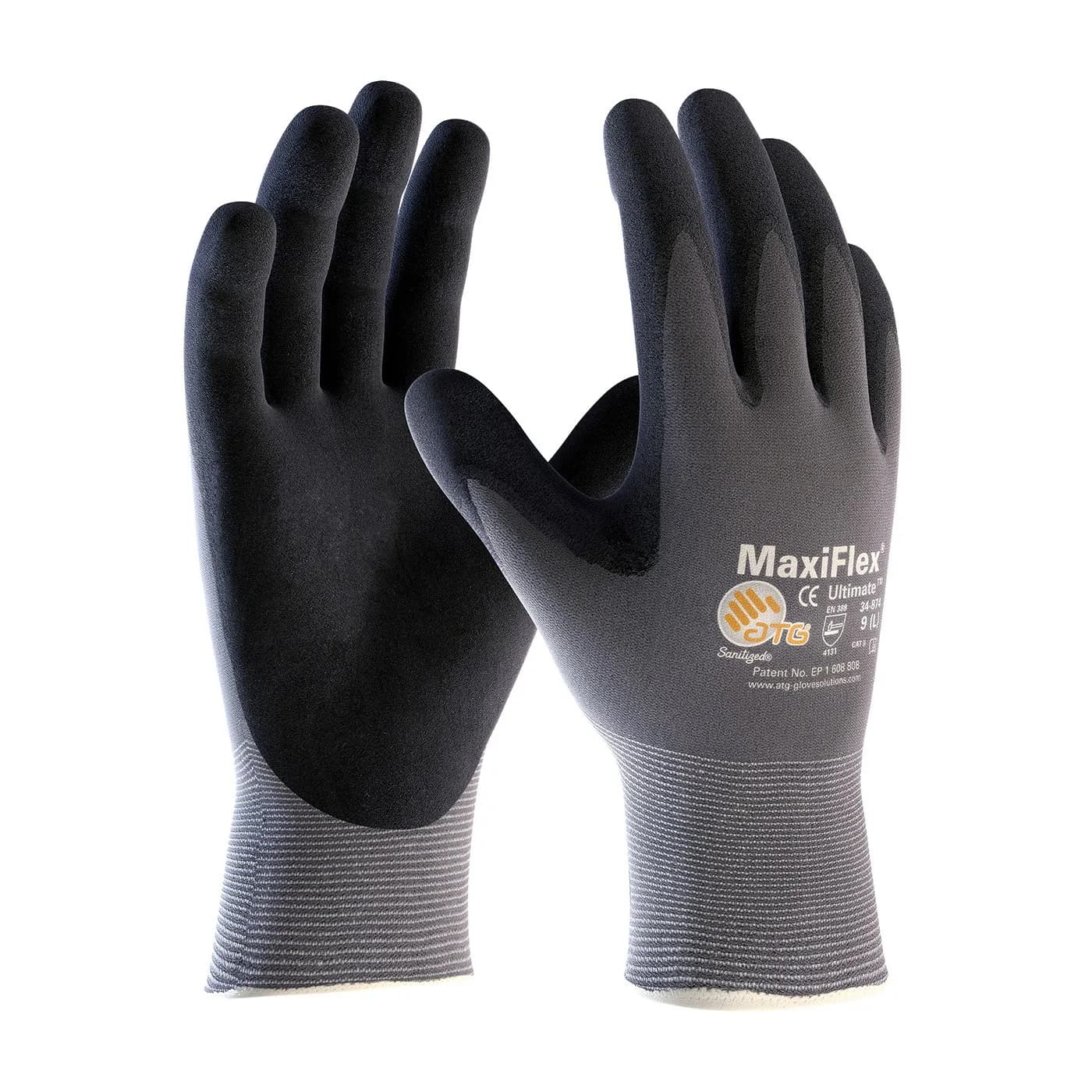 PIP Protective Industrial Products MaxiFlex Ultimate Gray Nylon Gloves with Nitrile Grip, XL (2-Pack) | ANSI Cut Level A1 — Gray