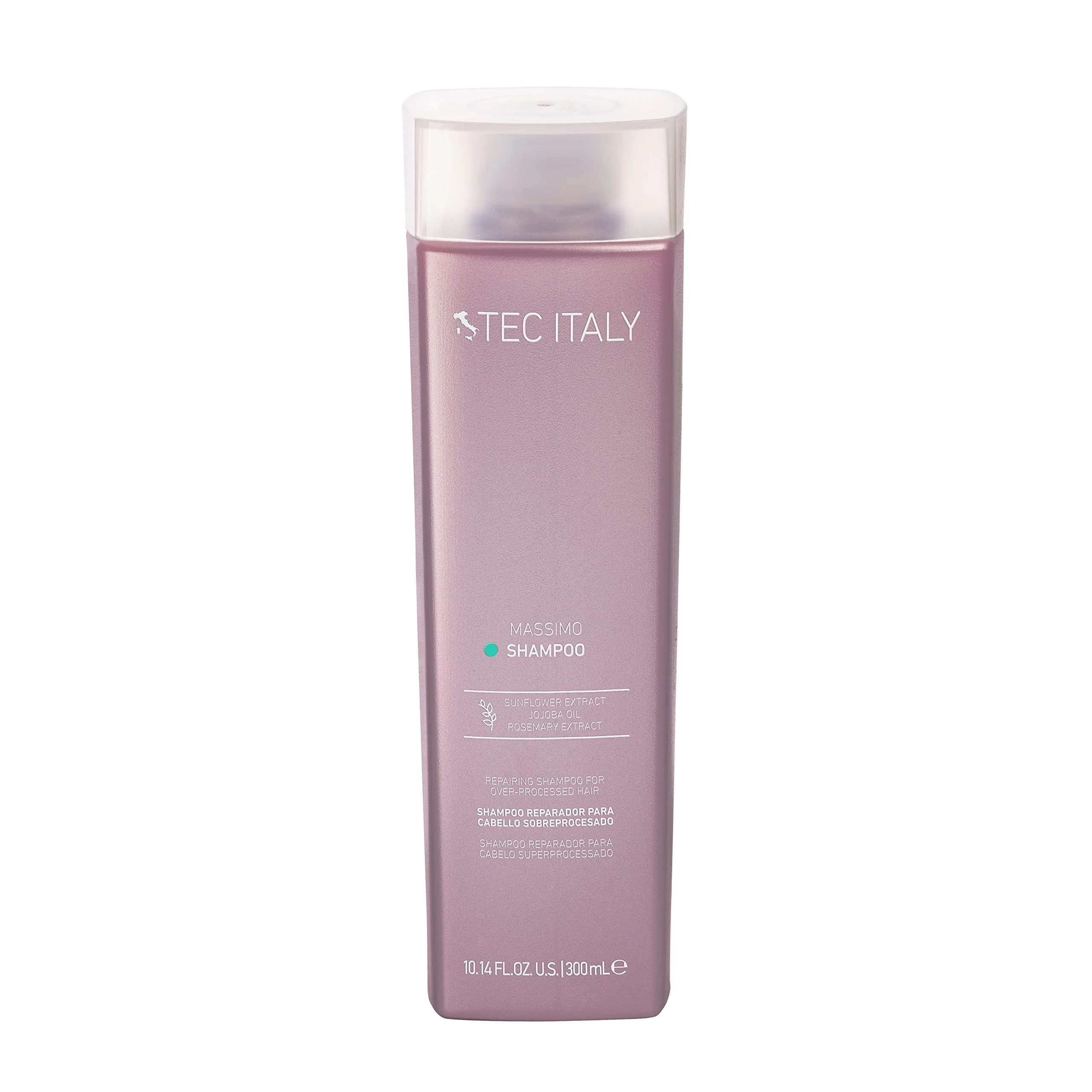 Tec Italy Massimo Shampoo for Over-Processed Hair 300ml (10.1 Fl Oz) | Repairs Damage & Protects UV — 10.1 Fl Oz