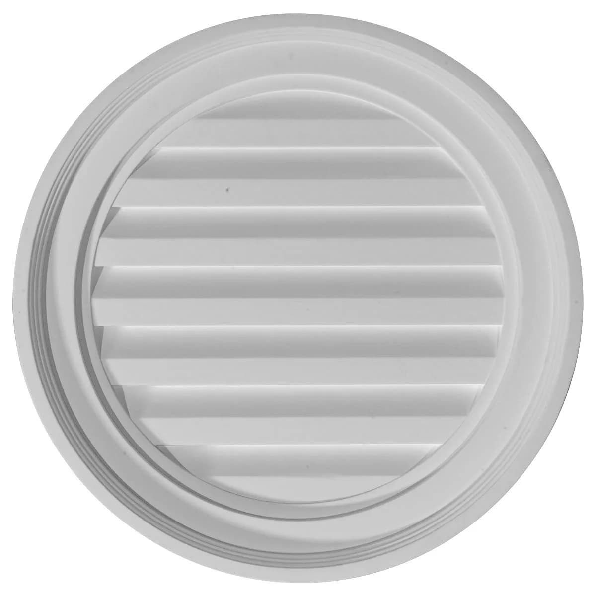 Ekena Millwork 12"W x 12"H x 1 3/8"P Round Gable Vent Louver | Decorative Urethane Building Moulding — 18-in. OD / Decorative