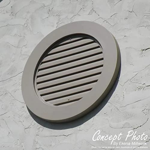 Ekena Millwork 18"W x 18"H x 1 1/8"P Round Gable Vent Louver | Non-Functional Decorative Urethane thumbnail 5