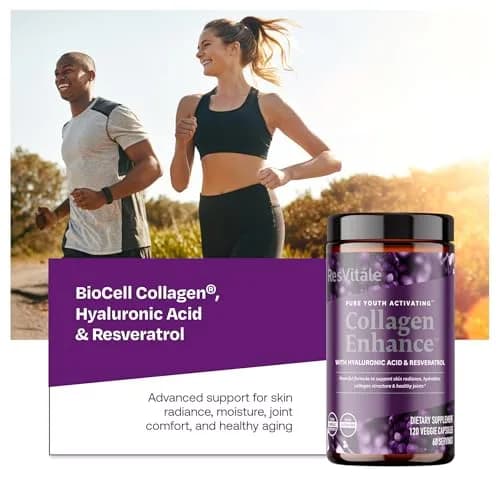 ResVitale Collagen Enhance, 120 Capsules | Supports Skin & Joints, Vegetarian Formula, Hyaluronic Acid & Resveratrol thumbnail 5