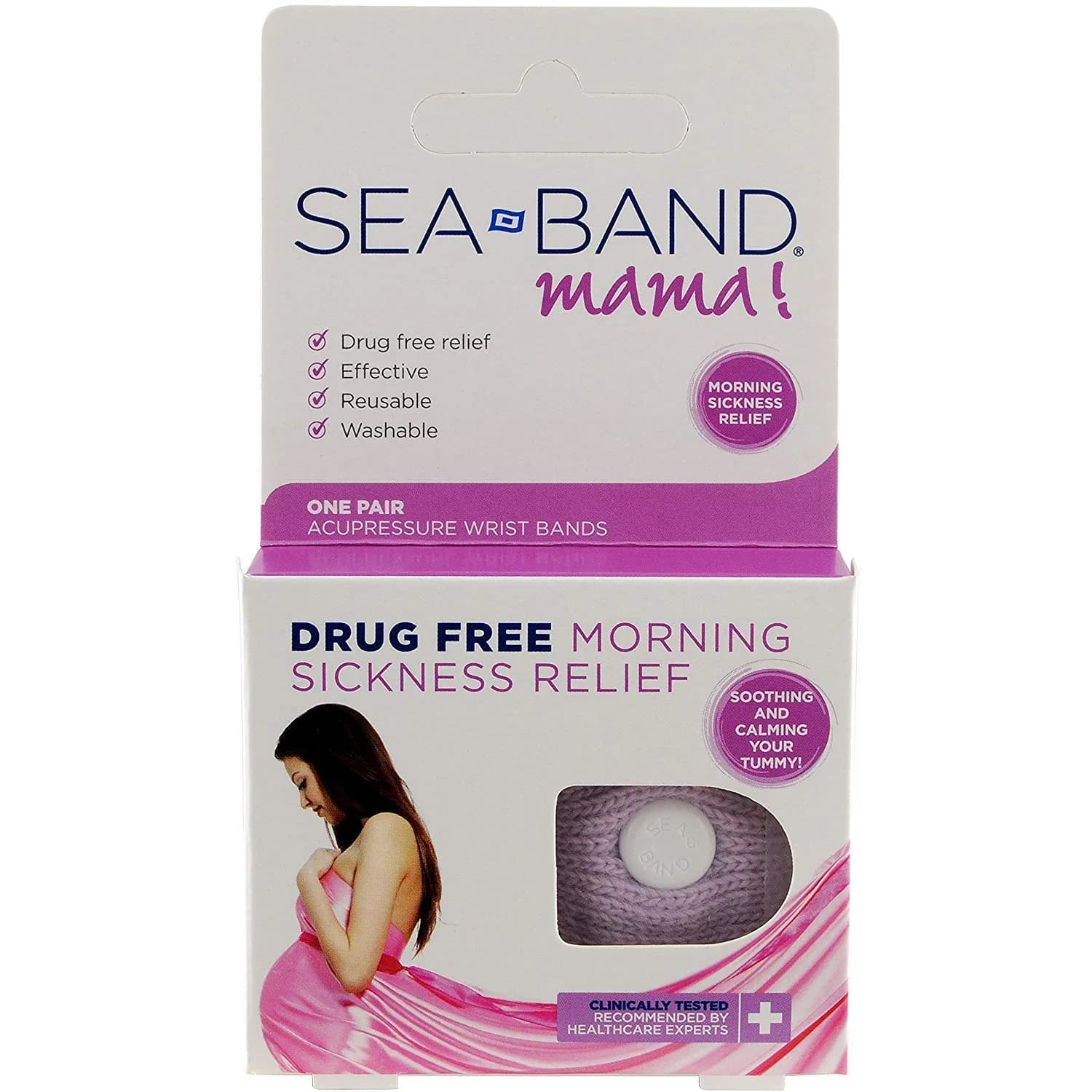Sea-Band Mama Anti-Nausea Acupressure Wristband for Morning Sickness, Colors May Vary, Pack of 2 | Natural, Drug-Free Relief - main product image