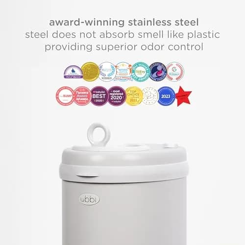 Ubbi Stainless Steel Diaper Pail Gray | Odor-Locking, No Special Bags, Childproof Lock thumbnail 5