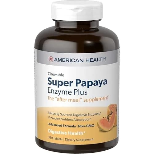American Health Super Papaya Enzyme Plus Chewable Tablets 360 Count | Digestive Support & Breath Freshening thumbnail 1