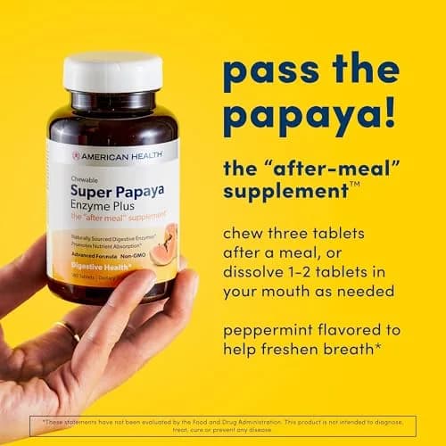 American Health Super Papaya Enzyme Plus Chewable Tablets 360 Count | Digestive Support & Breath Freshening thumbnail 4