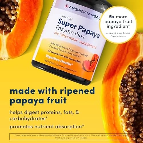 American Health Super Papaya Enzyme Plus Chewable Tablets 360 Count | Digestive Support & Breath Freshening thumbnail 3