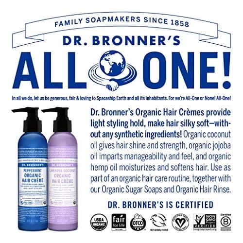 Dr. Bronner's Organic Hair Creme Lavender Coconut 177ml (6 Fl Oz) | USDA Organic & Fair Trade Ingredients thumbnail 5