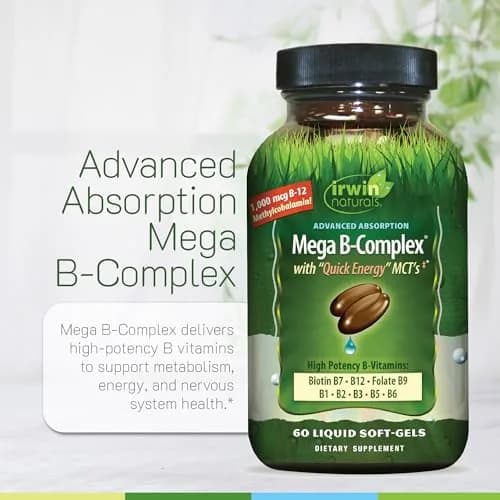 Irwin Naturals Mega B-Complex Vitamin B Complex | 60 Softgels for Daily Energy & Metabolism Support thumbnail 5