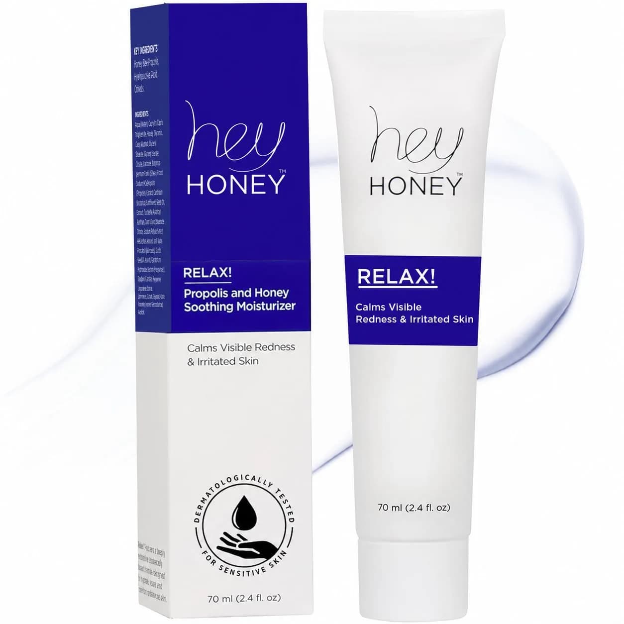 Hey Honey Relax Rosacea Relief Cream 71ml (2.4 Oz) | Calming Face Moisturizer for Redness & Irritation — 2.4 Ounce