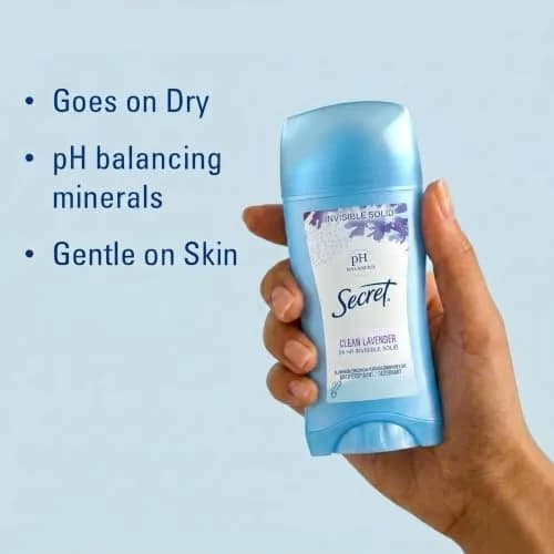 Secret Invisible Solid Antiperspirant Deodorant for Women, Clean Lavender Scent, 74g (2.6 oz) | 24hr Sweat & Odor Protection thumbnail 2
