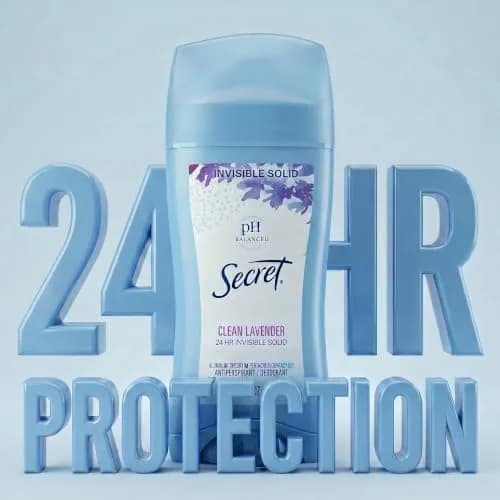 Secret Invisible Solid Antiperspirant Deodorant for Women, Clean Lavender Scent, 74g (2.6 oz) | 24hr Sweat & Odor Protection thumbnail 3