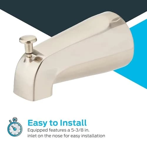 EZ-FLO 5 Inch Zinc Bath Tub Diverter Spout, 1/2 Inch IPS Pipe, Brushed Nickel | Universal Fit for Bathroom Tubs thumbnail 5