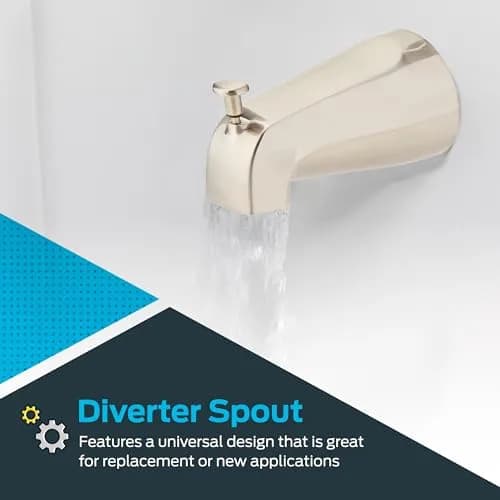 EZ-FLO 5 Inch Zinc Bath Tub Diverter Spout, 1/2 Inch IPS Pipe, Brushed Nickel | Universal Fit for Bathroom Tubs thumbnail 3