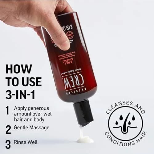 American Crew 3-in-1 Shampoo, Conditioner & Body Wash 250ml (8.4 fl oz) | Classic Scent for Men thumbnail 5