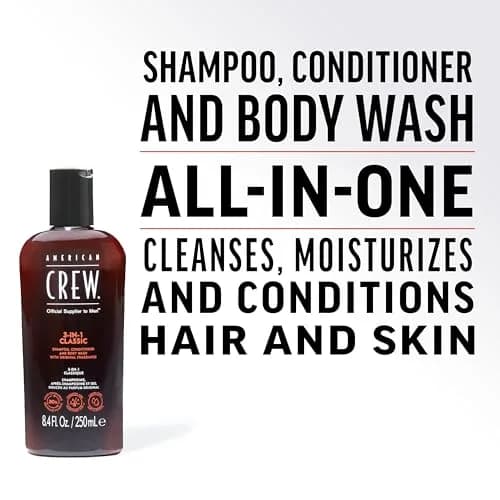 American Crew 3-in-1 Shampoo, Conditioner & Body Wash 250ml (8.4 fl oz) | Classic Scent for Men thumbnail 2