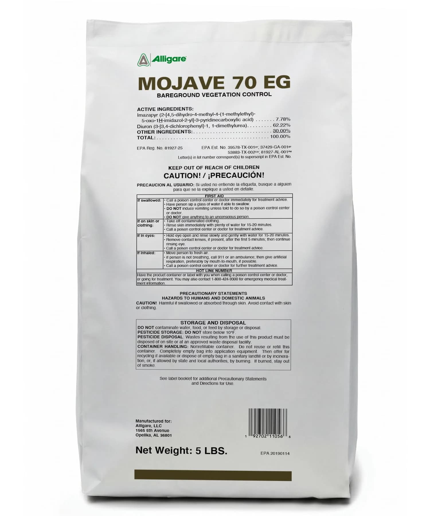 ALLIGARE Mojave 70EG Weed Killer for Grasses, Weeds & Vines | Long-Lasting Residual Bareground Control (70-120c) - main product image