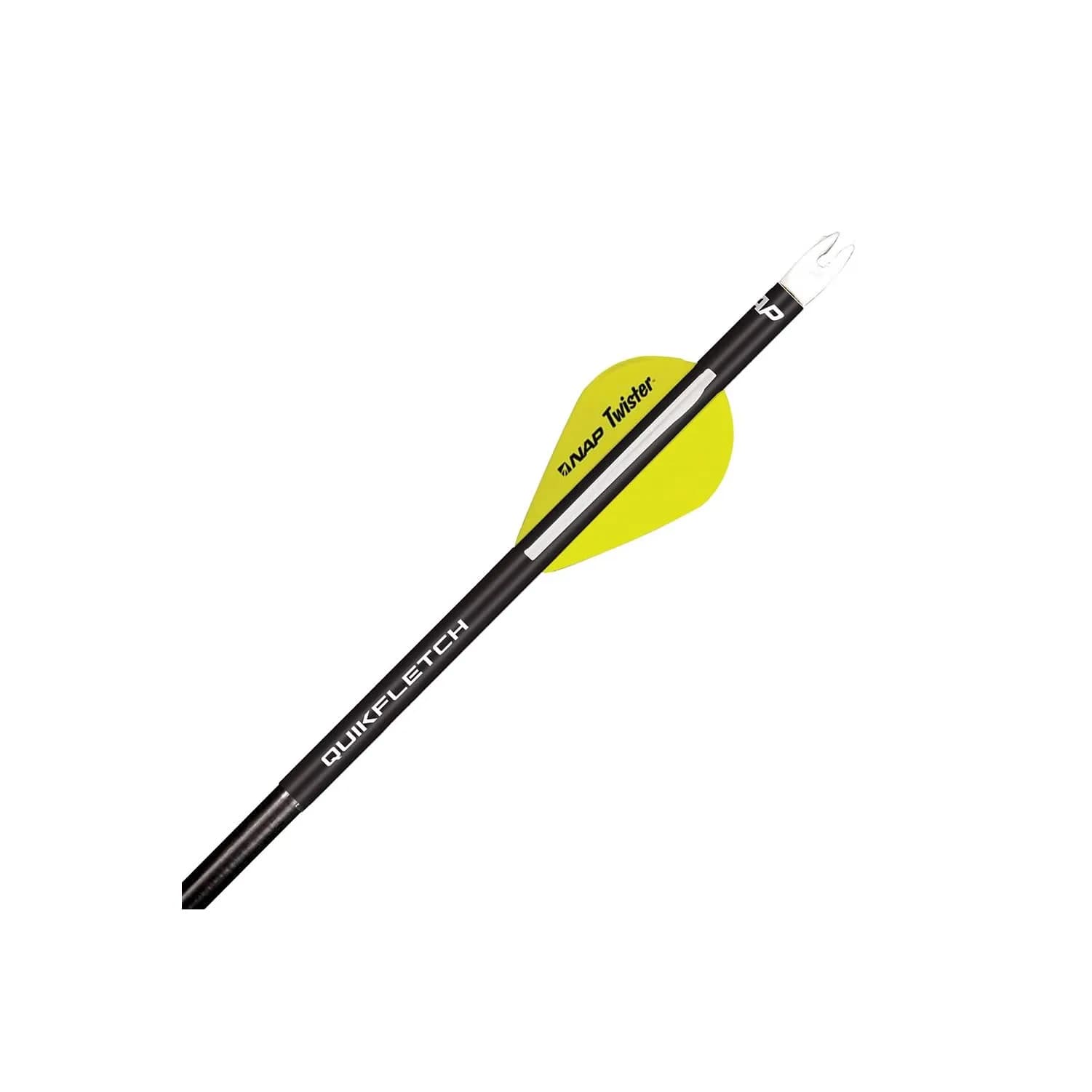 New Archery Products Quikfletch Twister 2" 3-Vane Fletching 6-Pack | Easy Arrow Building for Accuracy — BLACK Tube, Yellow/White Vanes