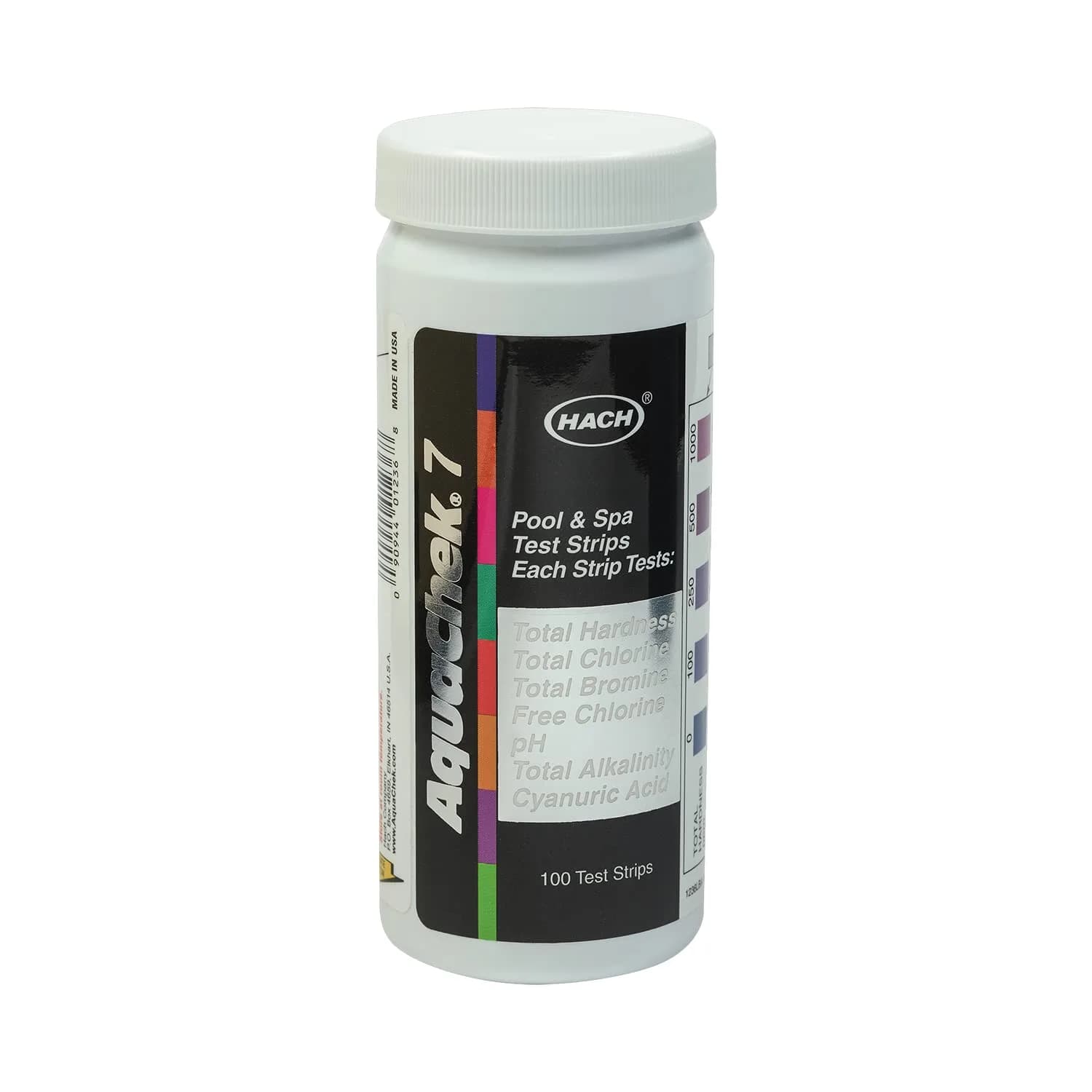AquaChek 7-Way Pool and Spa Test Strips - 100 Count | Tests pH, Chlorine, Bromine, Alkalinity, Hardness, Cyanuric Acid - main product image