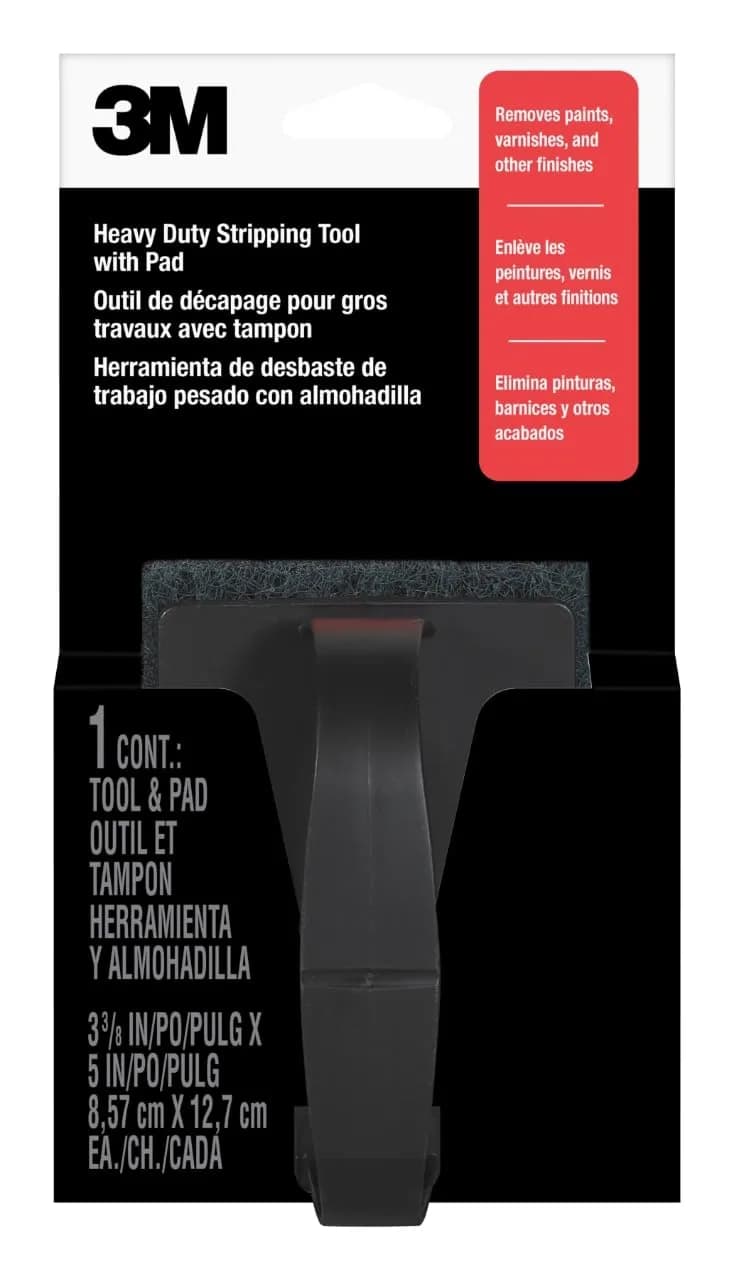 3M Heavy Duty Stripping Pad With Handle, 3-3/8 in x 5 in | Removes Paint & Varnish, Durable Synthetic Material