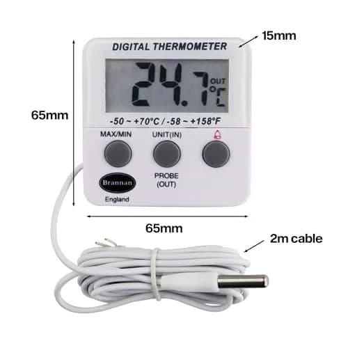 Brannan Refrigerator Thermometer Digital - Fridge & Freezer Alarm | Max Min, Alarm & Accurate thumbnail 3