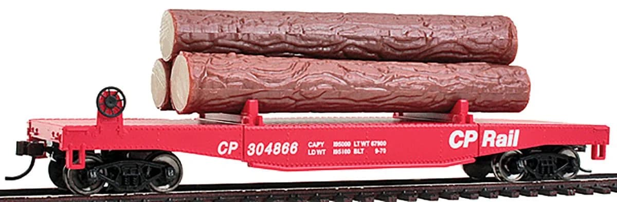 Walthers Trainline Log Dump Car with 3 Logs HO Scale Model Railroad Freight Car | Blue Yellow — 931-1771