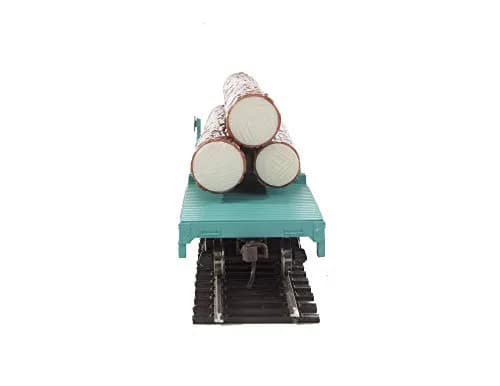 Walthers Trainline HO Scale Log Dump Car with 3 Logs - Union Pacific 14972 (MOW Scheme; Green, Yellow) | Authentic USA Import thumbnail 4
