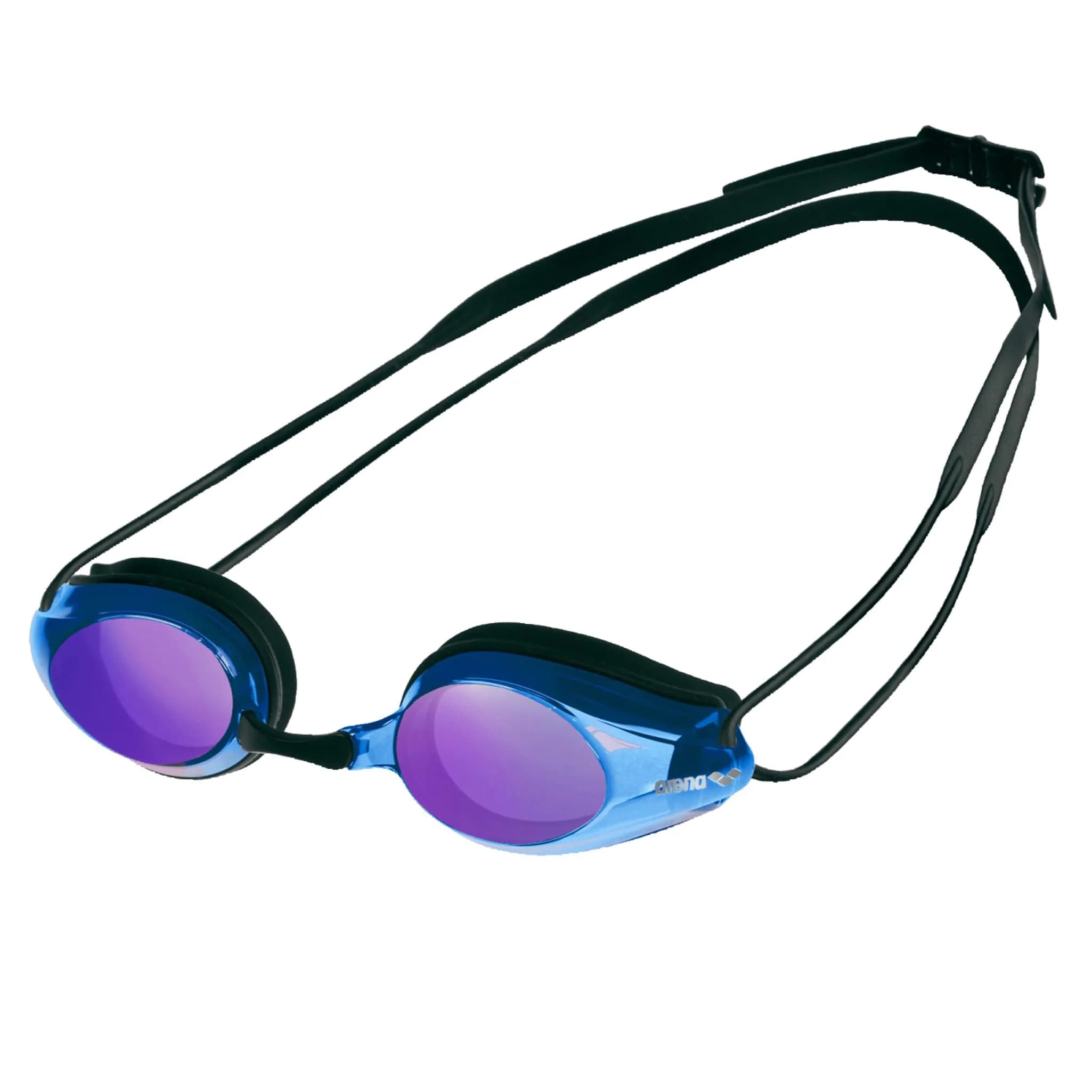 ARENA Tracks Unisex Adult Racing Swim Goggles FINA-Approved Anti-Fog Mirror Lens, Black/Blue Multi/Black | Competitive Swimming Essential — Black / Blue Multi / Black
