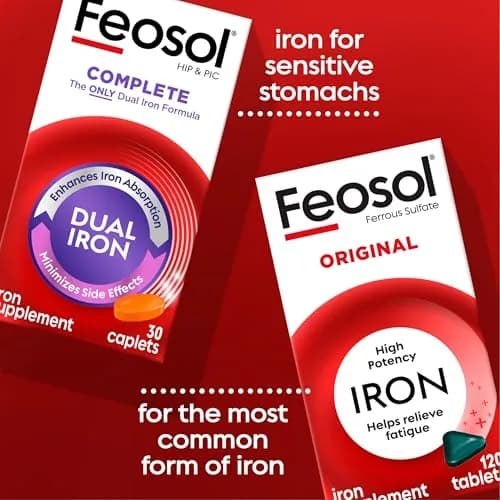 Feosol Original Iron Supplement Tablets 65mg (120 Count) | High Potency Mineral Supplement for Energy & Immune Support thumbnail 4