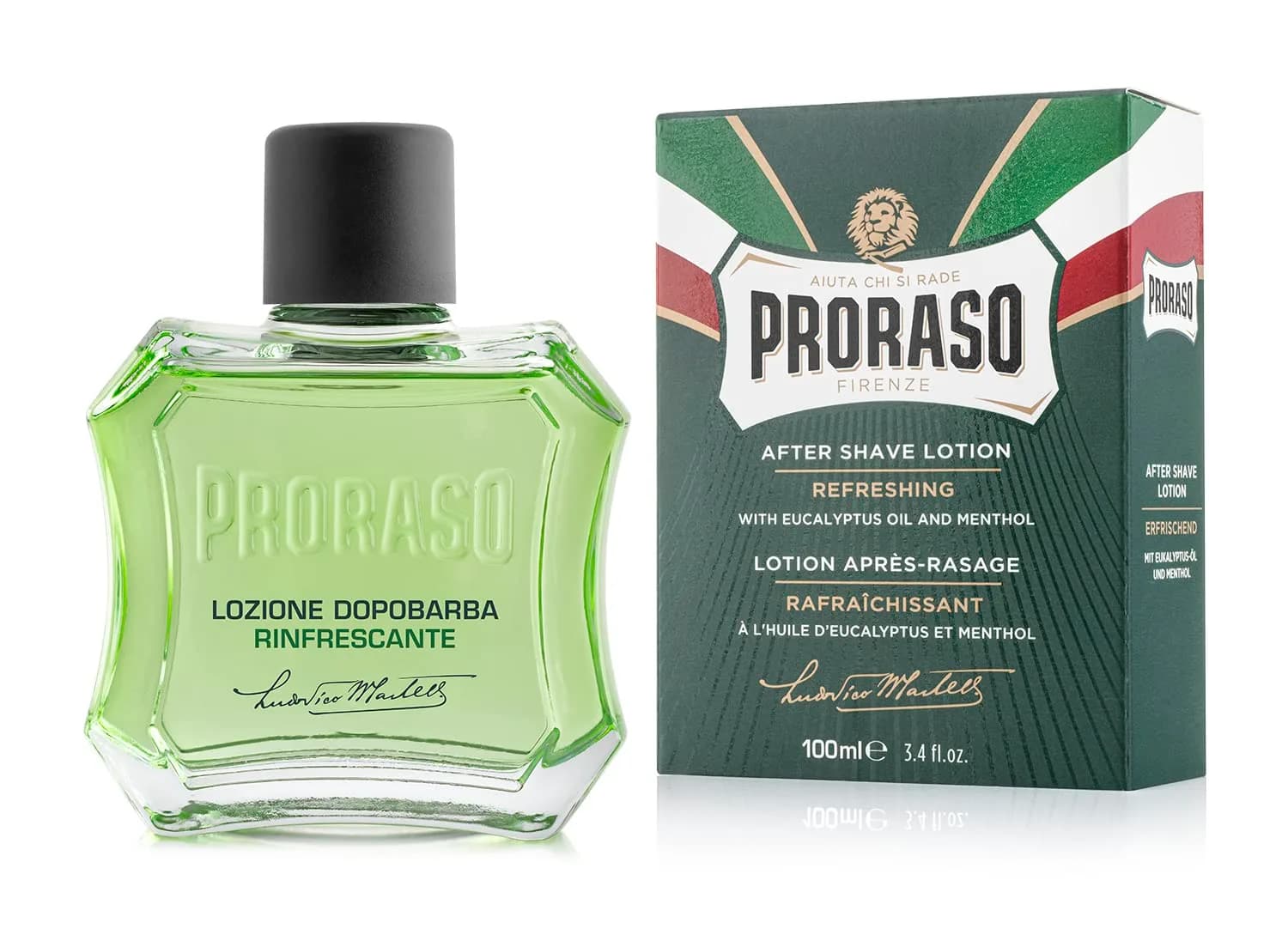 Proraso After Shave Lotion Eucalyptus & Menthol Refreshing Splash 100ml (3.4 Fl Oz) | Calms Skin Post-Shave - main product image