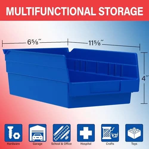 Akro-Mils Heavy Duty Plastic Shelf Bins 12"x 6.5"x 4" Clear 12-Pack | Industrial Grade Storage for Kitchen, Garage, Office thumbnail 3