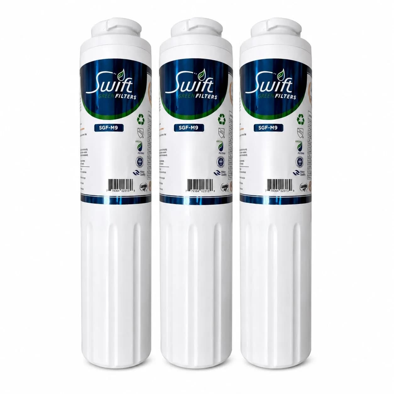 Swift Green Filters SGF-M9 Replacement Refrigerator Water Filter 3 Pack | NSF Certified, Eco-Friendly Coconut Shell Carbon, 2000-Gallon Capacity