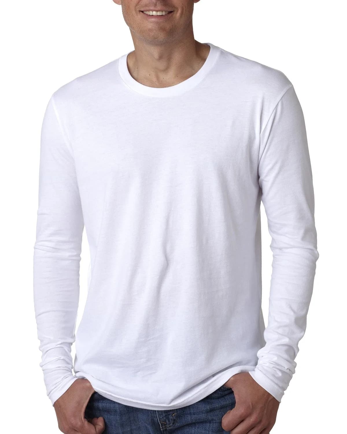 Next Level Apparel Men's Long-Sleeve Crew T-Shirt White Medium | 100% Cotton, Imported, Machine Wash - main product image
