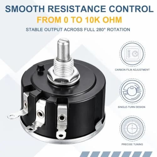 uxcell WX112(050) 5W 4.7K Ohm Single Turn Wire Wound Potentiometer 5.91mm (0.23") Shaft | Precision Control for Instruments thumbnail 3