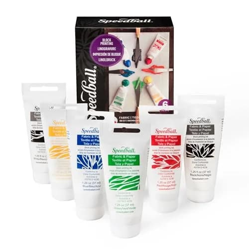 Speedball Premium Block Printing Ink Set - 6 Colors, 1.25 oz Each | Water-Soluble Oil-Based Ink for Fabric & Paper thumbnail 1